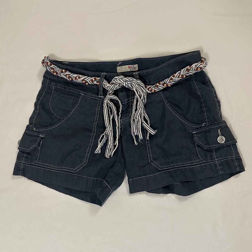 Joie Linen Belted Shorts, Blue, Size 6 - CUTE!